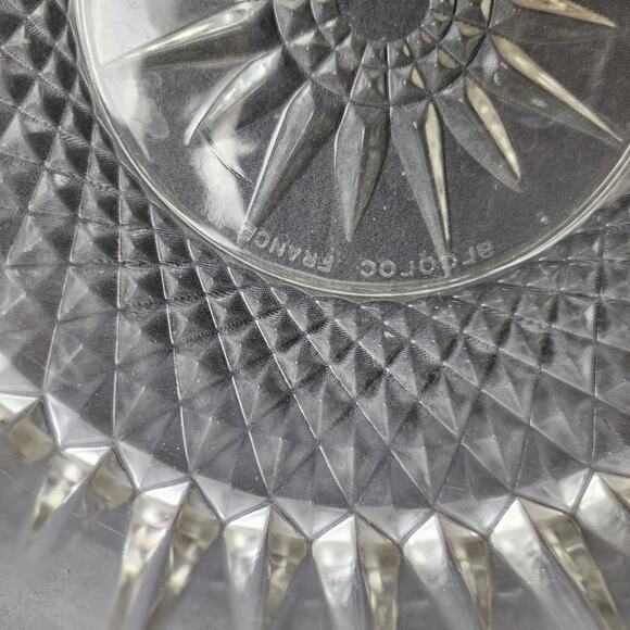 Vintage Arcoroc France Crystal Diamond Starburst Design Glass Serving Salad Bowl - Picture 4 of 4